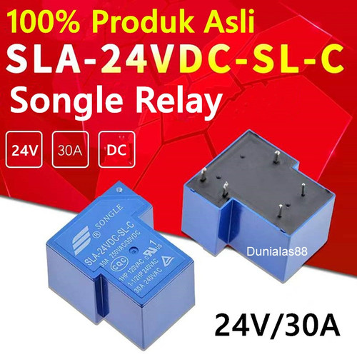 [EZM.1180647] Relay Songle SLA-24VDC-SL-C 24V 24 Volt 30A DC Riley Relay kodok 5 pin