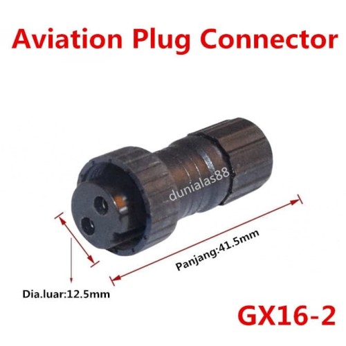 [EZM.1180662] Aviation Plug Connector 2 Pin 16mm GX16-2 Metal , konektor socket 2pin