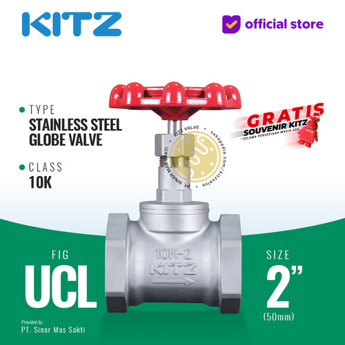 [EZR.2200002] Globe Valve Stainless SUS304 KITZ Fig. 10 UCL , 2" - 50A- 50mm , Drat / Screw