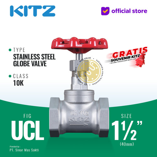 [EZR.2200003] Globe Valve Stainless SUS304 KITZ Fig. 10 UCL , 1 1/2" - 40A- 40mm , Drat / Screw
