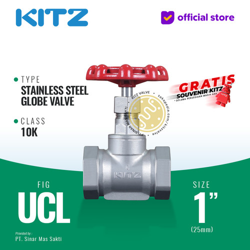 [EZR.2200005] Globe Valve Stainless SUS304 KITZ Fig. 10 UCL , 1" - 25A - 25mm , Drat / Screw