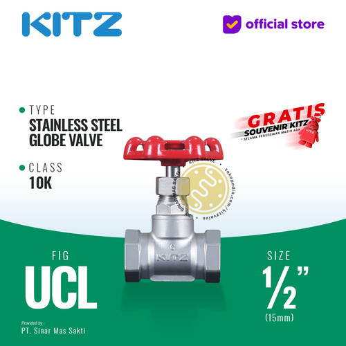 [EZR.2200007] Globe Valve Stainless SUS304 KITZ Fig. 10 UCL , 1/2" - 15A - 15mm , Drat / Screw