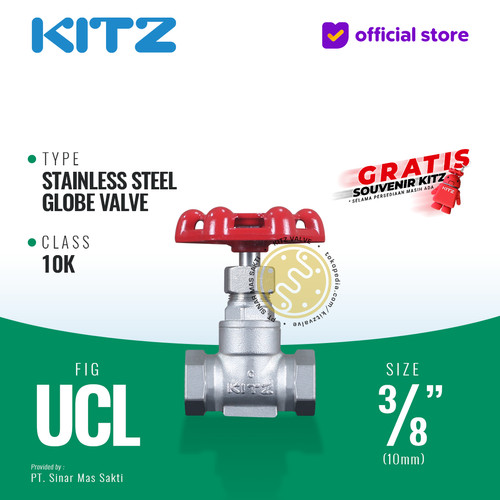 [EZR.2200008] Globe Valve Stainless SUS304 KITZ Fig. 10 UCL , 3/8" - 10A - 10mm , Drat / Screw
