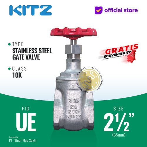 [EZR.2200016] Gate Valve Stainless SUS304 KITZ Fig. 10 UE , 2 1/2" - 65A - 65mm , Drat / Screw