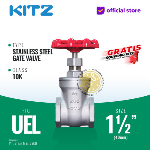 [EZR.2200019] Gate Valve Stainless SUS304 KITZ Fig. 10 UEL , 1 1/2" - 40A - 40mm , Drat / Screw