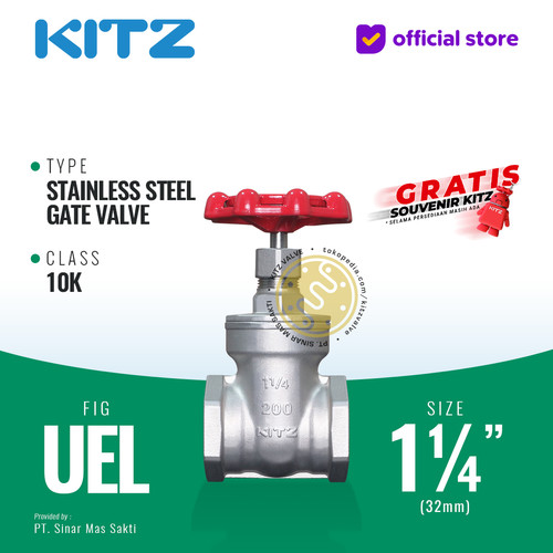 [EZR.2200020] Gate Valve Stainless SUS304 KITZ Fig. 10 UEL , 1 1/4" - 32A - 32mm , Drat / Screw
