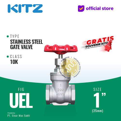 [EZR.2200021] Gate Valve Stainless SUS304 KITZ Fig. 10 UEL , 1" - 25A - 25mm , Drat / Screw