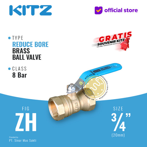 [EZR.2200026] KITZ Ball Valve 8 bar , Gagang Biru , Fig. ZH , 3/4" - 20A - 20mm , Drat Screw