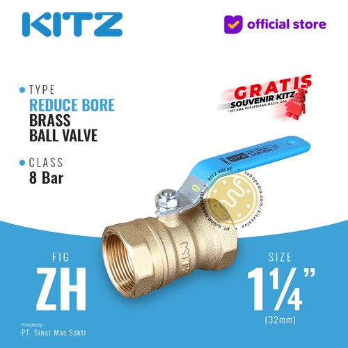 [EZR.2200028] KITZ Ball Valve 8 bar , Gagang Biru , Fig. ZH , 1 1/4" - 32A - 32mm , Drat Screw