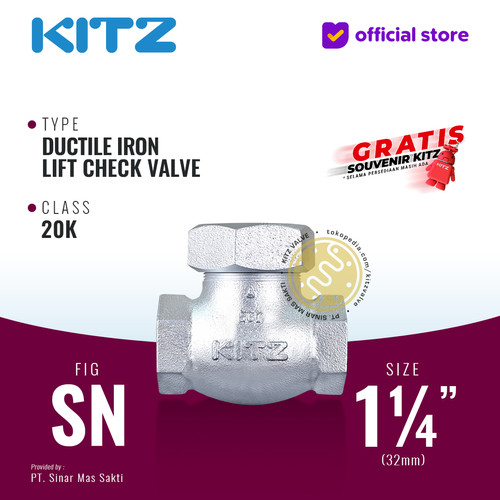 [EZR.2200036] Lift Check Valve Ductile KITZ Fig. 20 SN , 1 1/4" - 32A - 32mm , Drat / Screw