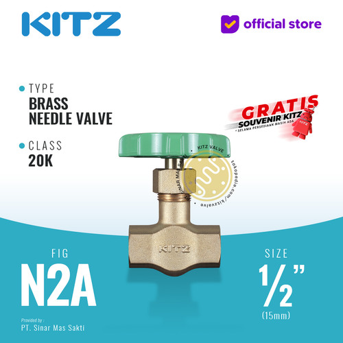 [EZR.2200043] Needle Valve Brass KITZ 20K Fig. N2A , 1/2"- 15A - 15mm , Drat / Screw