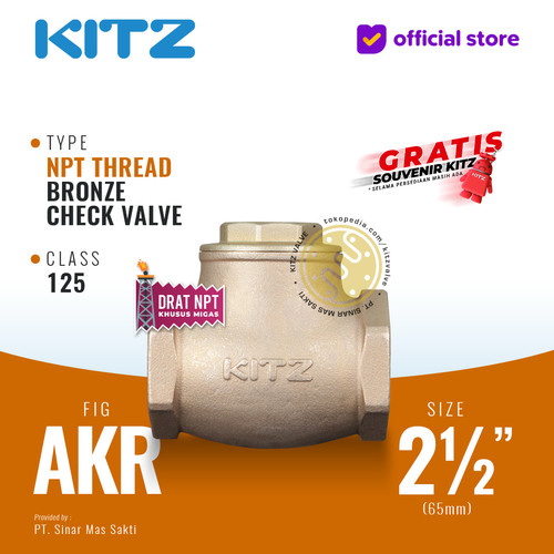 [EZR.2200217] NPT Klep Tabok / Check Valve KITZ Fig. 125 AKR , 2 1/2" - 65mm , Drat Kasar