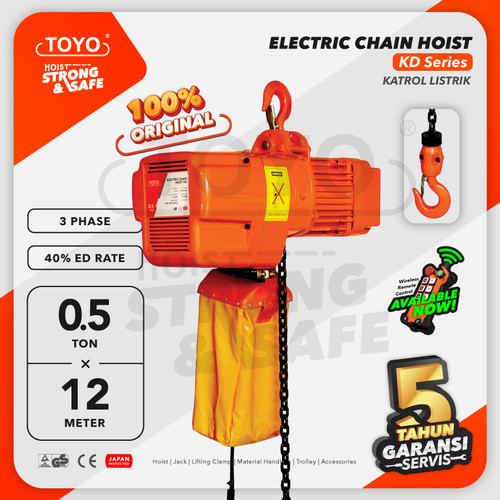 [EZO.1600110] Electric Chain Hoist 0.5 Ton x 12 Meter KD Series TOYO