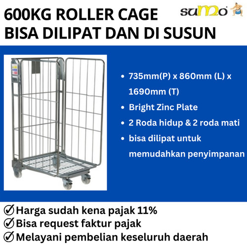 [EZO.1700046] Trolley Rider / Roller Cage / Troli Keranjang / Troli Gudang 600kg