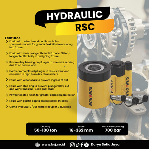 [EZO.1900010] Hydraulic Cylinder RSC-502 Cap 50T Stroke 51mm 700bar Sun Run