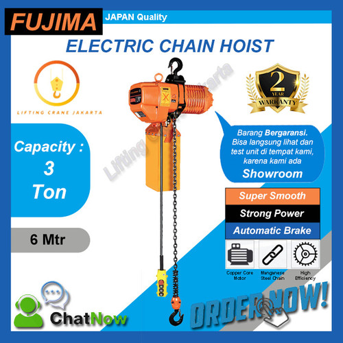 [EZO.1500006] Elektrik Chain Hoist 3 Ton x 6 meter FUJIMA Japan