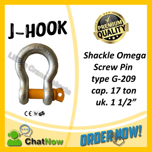 [EZO.1500011] Bow Shackle Omega G209 17 Ton - 1-1/2" Segel Screw Pin