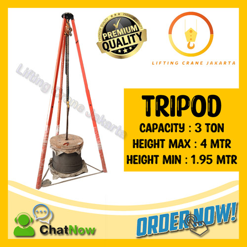 [EZO.1500121] Tripod Crane Kaki Katrol Cap. 3 Ton BIGPro