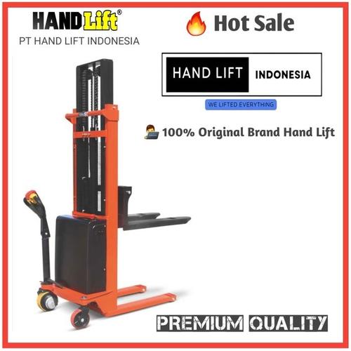 [EZO.1400116] Electric Stacker 1.5 ton 4  meter Merk Hand LIft - Full Electric Stacker Kapasitas 1.5 Ton Tinggi Angkat 4 Meter