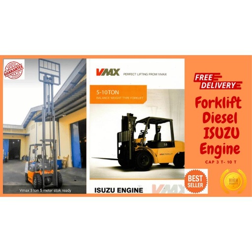 [EZO.1800006] forklift diesel forklift solar mesin Isuzu Japan cap 3 ton tinggi 3 m