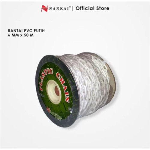 [EZM.8700015] Rantai Plastik PVC Putih 6mm x 50m Nankai
