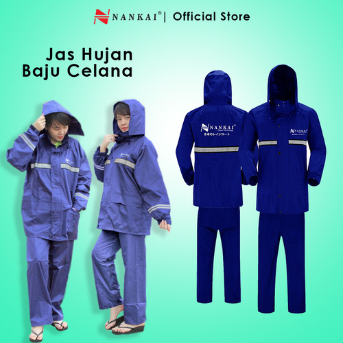 [EZM.8701238] Jas Hujan Baju Celana Navy / Dark Blue XXL Nankai