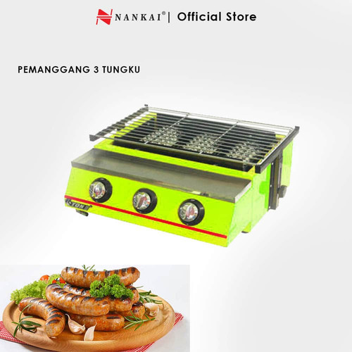 [EZM.8701295] Panggangan Daging, BBQ, Sosis, Ikan / Griller 3 Tungku Nankai