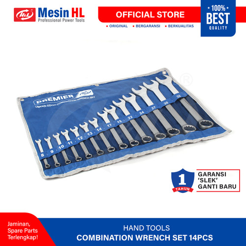 [EZM.8600049] HL Set Kunci Ring Pas Kombinasi / Combination Wrench Set HL Premier 14Pcs (8-32mm)