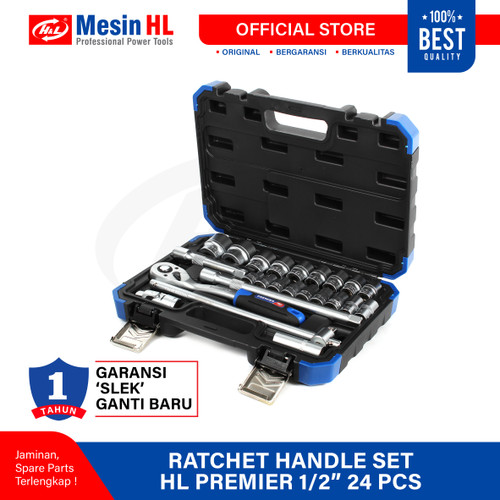 [EZM.8600081] HL Kunci Shock Set Ratchet 72T Handle Set HL Premier 1/2" 24PCS HL72T24