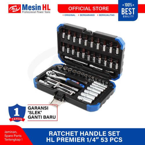[EZM.8600082] HL Kunci Socket Set Ratchet Handle Set HL Premier 1/4" 53PCS HL72T53