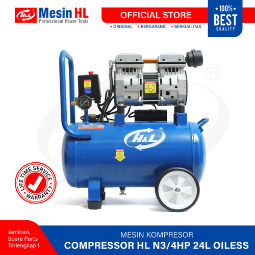 [EZM.8600780] HL Mesin Kompresor Angin N3/4HP 24 Liter Oilless