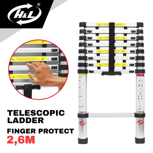 [EZM.8601131] HL Tangga Teleskopik With Finger Protection 2.6 Meter
