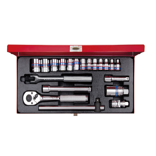 [EZM.8901081] KUNCI SOKET SET METRIC 3/8"DR. 12PT CHROME KING TONY 20PC 03020MR