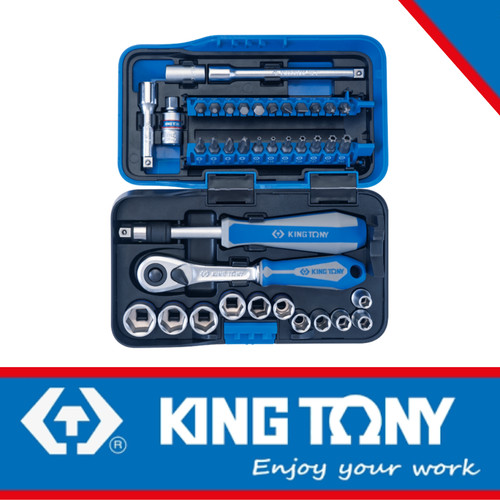 [EZM.8901208] 39PC.1/4"DR. SOCKET SET METRIC CHROME 6PT. - 2539MR-AM