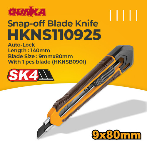 [EZM.8100006] Snap-Off Blade Knife (9mm SK4) INGCO HKNS110925 Cutter Pisau Auto Lock Potong Alat Anti Selip Memotong Retract Kunci Otomatis