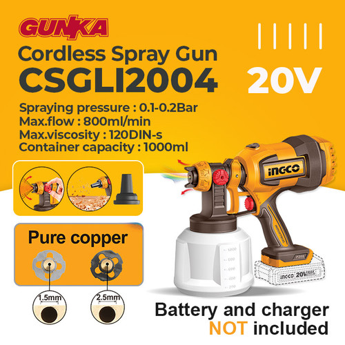 [EZM.8100008] P20s Cordless Spray Gun (800cc) INGCO CSGLI2004 Alat Cat Semprot Baterai Portabel Body Motor Mobil Tembok Pagar Rumah