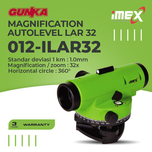 [EZM.8100019] Magnification Autolevel (32x/360°) iMEX LAR32 Alat Pengukur Pemetaan Tingkat Laser Otomatis Alat Bangunan Tingkat Perangkat Instrumen Perataan Presisi Tinggi - Distributed by GUNKA