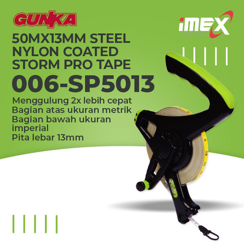 [EZM.8100026] Storm Pro Tape (50m) iMEX SP5013 Meteran Alat Ukur Mengukur Nylon Proyek Industri Rumahan Bangunan - Distributed by GUNKA