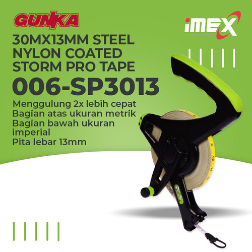 [EZM.8100027] Storm Pro Tape (30m) iMEX SP3013 Meteran Alat Ukur Mengukur Nylon Proyek Industri Rumahan Bangunan - Distributed by GUNKA