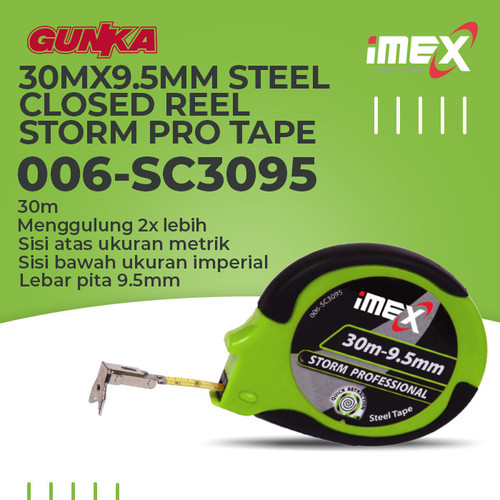 [EZM.8100028] Strom Pro Tape (30m) iMEX SC3095  Meteran Ukur Ukuran Baja Industrial Rumah Bangunan - Distributed by GUNKA