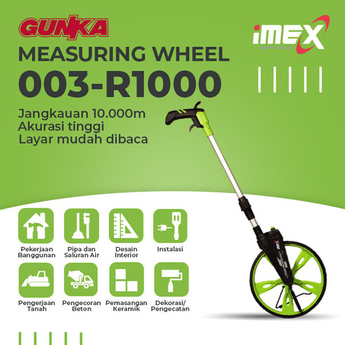 [EZM.8100030] Measuring Wheel (10km) iMEX R1000 Meteran Dorong Display Digital 1 Roda Akurat Mengukur Ukuran Tanah Bangunan Indoor Outdoor - Distributed by GUNKA