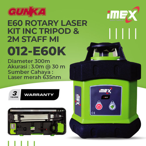 [EZM.8100031] Rotary Laser (300m) iMEX E60K Laser Rotari 360 Alat Ukur Mengukur Laser Konstruksi Level Dimensi Bangunan Industrial Proyek Pasang Memasang - Distributed by GUNKA