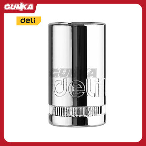 [EZM.8100051] 1/2" Hexagonal Socket (15mm) DELI EDQ4015 Kunci Sok Hez Mata Soket Shock Motor Mobil Inch Segi 6 Silver
