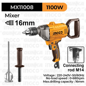 [EZM.8100064] Mixer (16mm 1100W) MX11008 Mesin Pengaduk Aduk Genggang Mix Campur Cat Semen Listrik