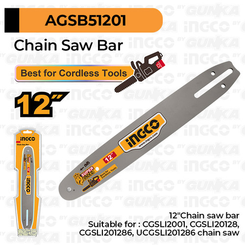 [EZM.8100086] Chain Saw Bar (12") AGSB51201 Sparepart Bilah Lidah Mesin Gergaji Cgsli20128 Universal