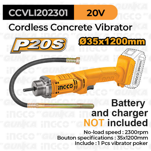[EZM.8100087] P20S Cordless Concrete Vibrator (65 Nm) CCVLI202301 Unit Only Mesin Penggetar Pemadat Perata Cor Semen Beton Elektrik Baterai