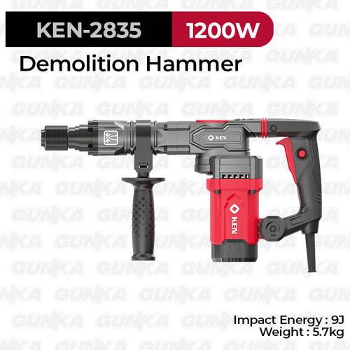 [EZM.8100091] Heavy-Duty Demolition Hammer (SDS-Hex 5.7Kg 9J 1200W) KEN-2835 Mesin Bor Bobok Beton Anti Vibration Kebas Tangan Durable Industrial High-Grade Milwaukee OEM