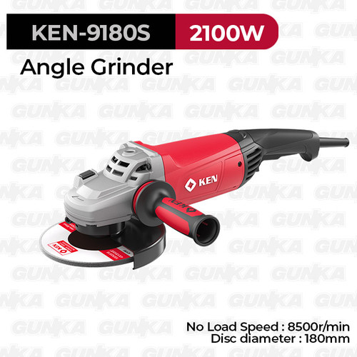 [EZM.8100097] Heavy-Duty Angle Grinder (7"/180mm 2450W) KEN-9180S Mesin Gerinda Grinda Gurinda Grenda Grinder Listrik Saklar Switch Belakang Inch Industrial High-Grade Milwaukee OEM