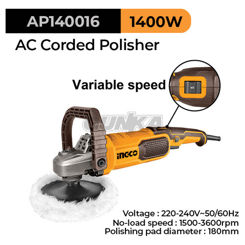 [EZM.8100104] Angle Polisher (1400W 180mm/7") INGCO AP140016 Alat Mesin Poles Listrik Pemoles Cat Body Mobil Kaca Auto Detailing PPF Coating