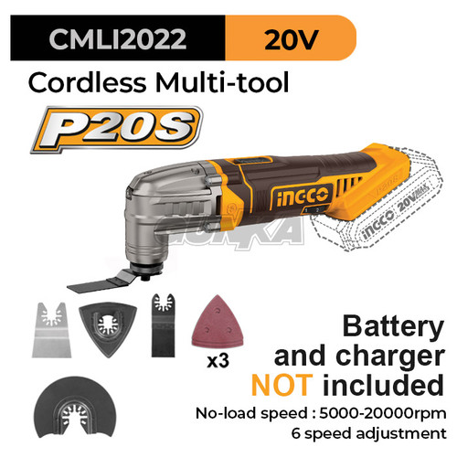 [EZM.8100124] P20S Cordless Oscillating Multi Tool (+Acc 6-pcs) INGCO CMLI2022 Mesin Oskilasi Multiguna Multifungsi Serbaguna Tools Cutter Baterai ex CMLI2001